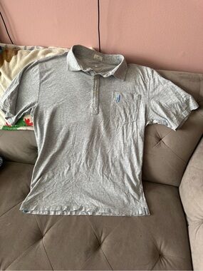johnnie-O Men's Heather Gray Polo with Chest Pocket